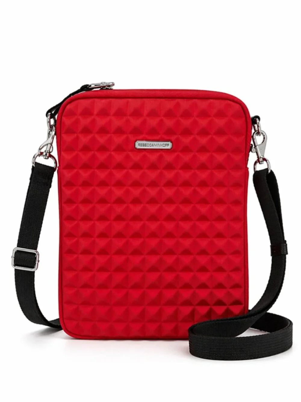 REBECCA MINKOFF Red Neoprene Pyramid Stud iPad Tablet Case Bag